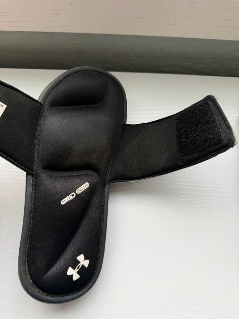Under Armour Unite VI Adjustable Slide Sandals Black White Youth 3Y